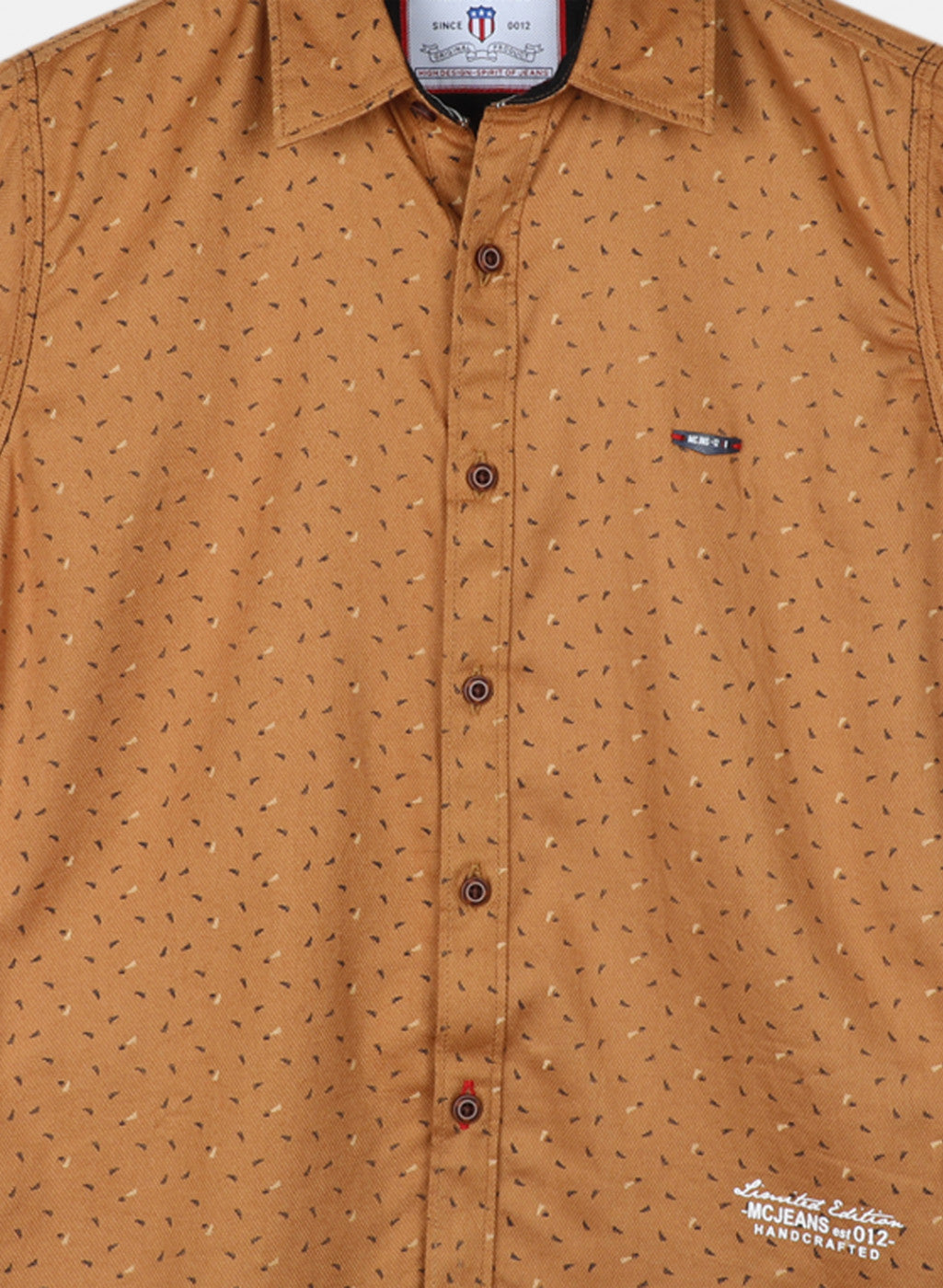 Boys Mustard Printed Shirt