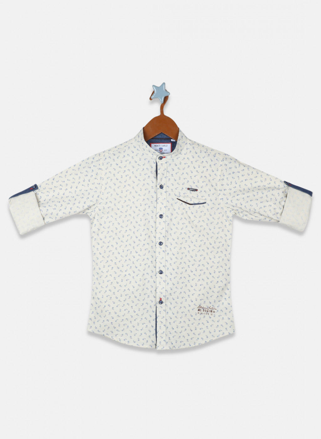 Boys Beige Printed Shirt