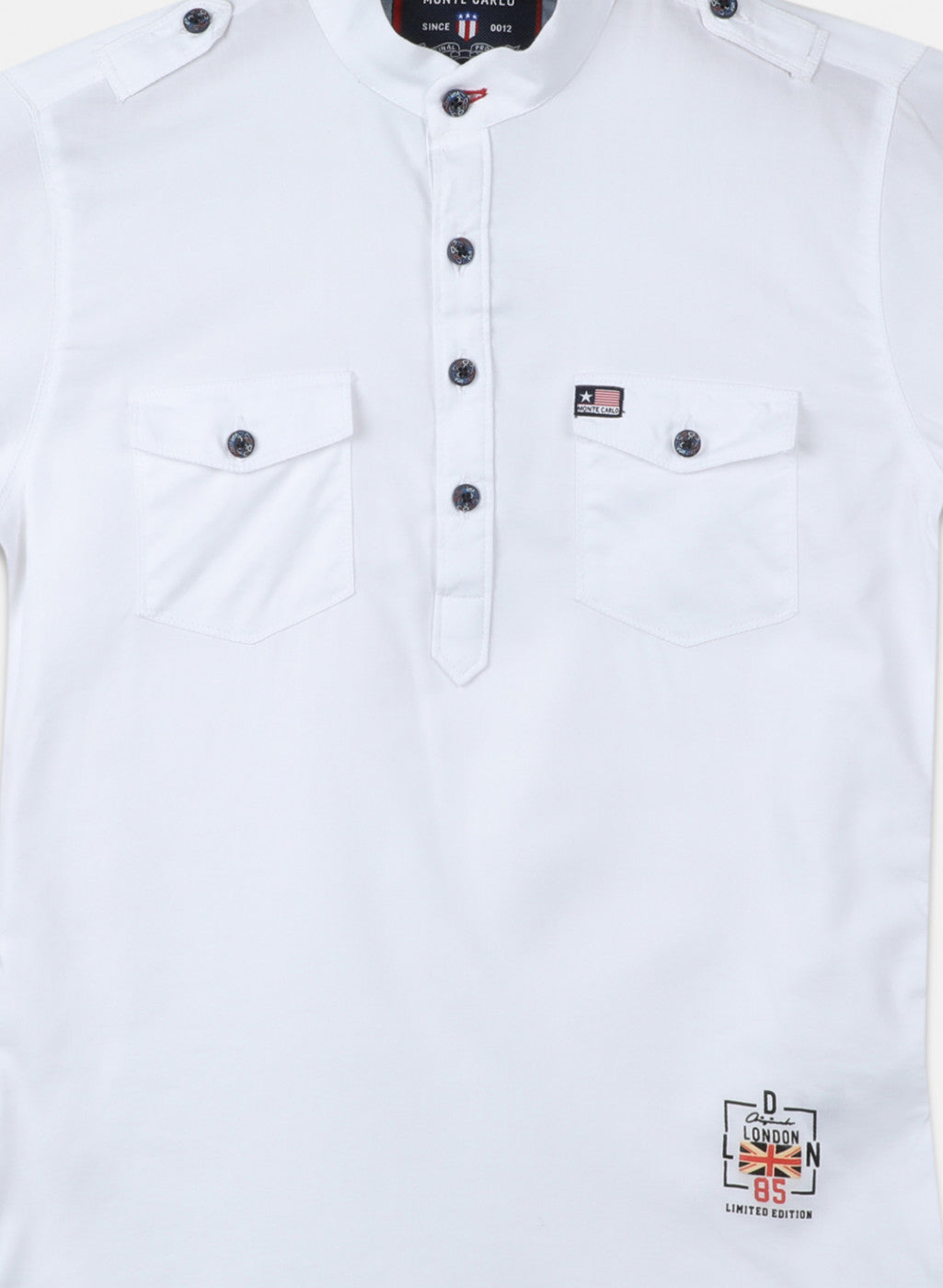 Boys Off White Solid Shirt