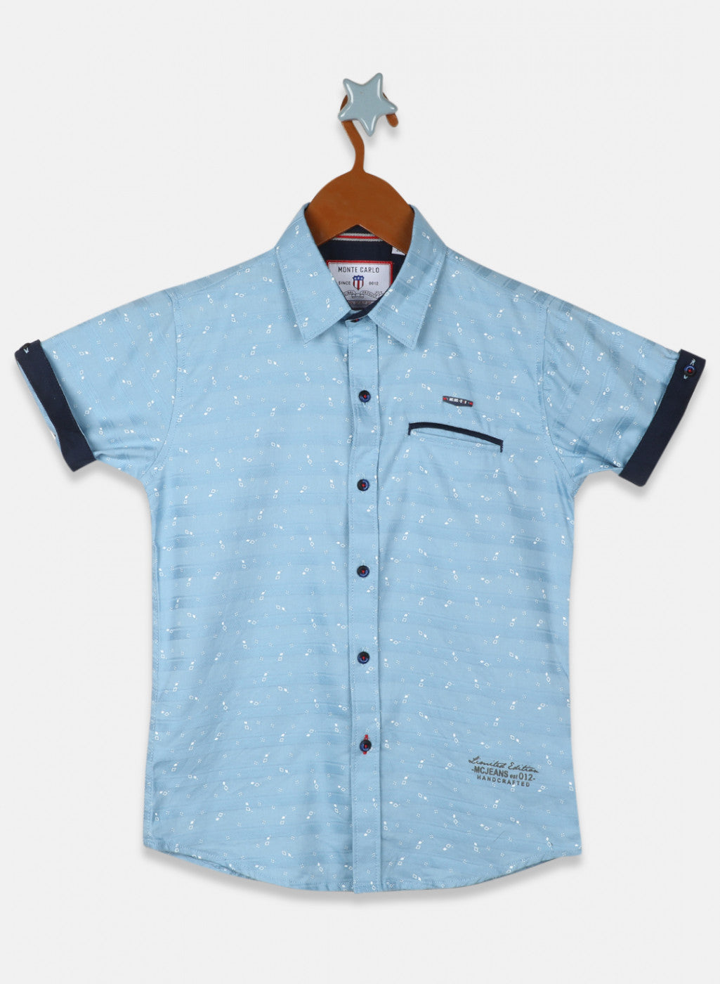 Boys Blue Printed Shirt