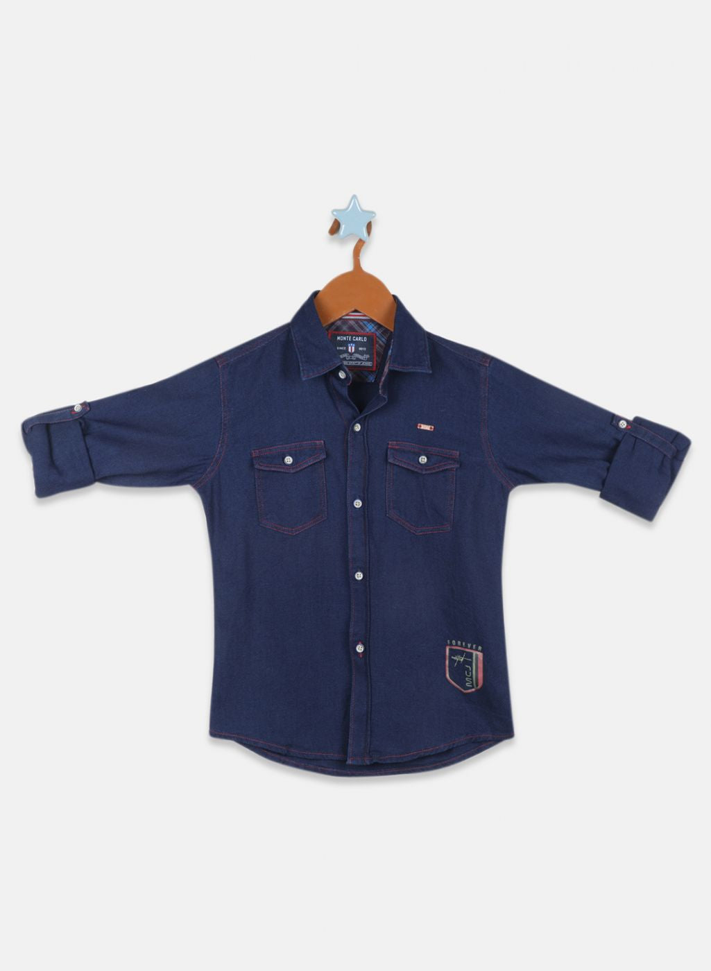 Boys Blue Solid Shirt