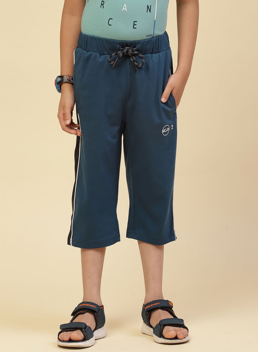 Boys Blue Printed Capri