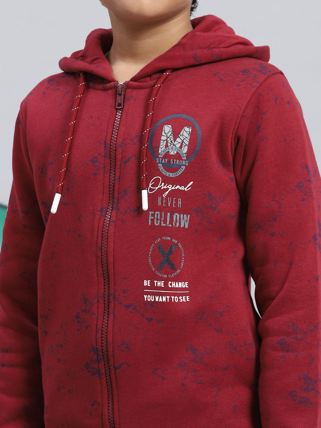 Boys Maroon Printed Sweatshirt