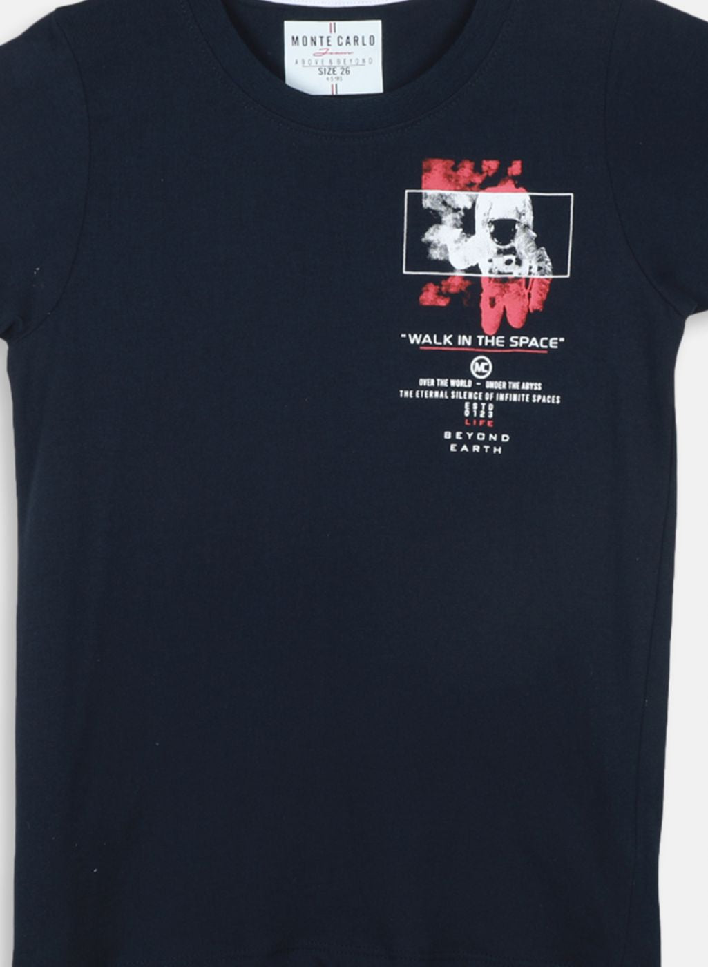 Boys Navy Blue Printed T-Shirt