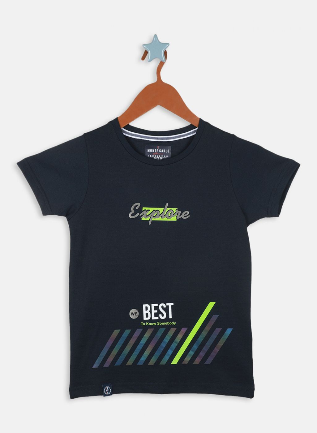 Boys Navy Blue Printed T-Shirt