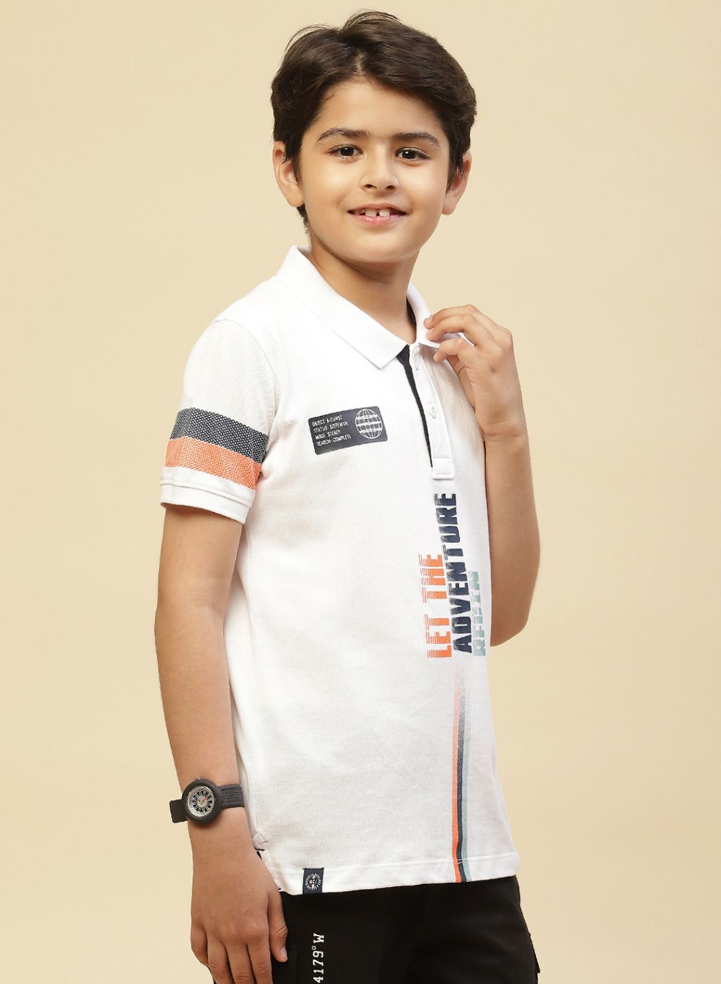 Boys White Printed T-Shirt