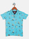 Boys Aqua Blue Printed T-Shirt