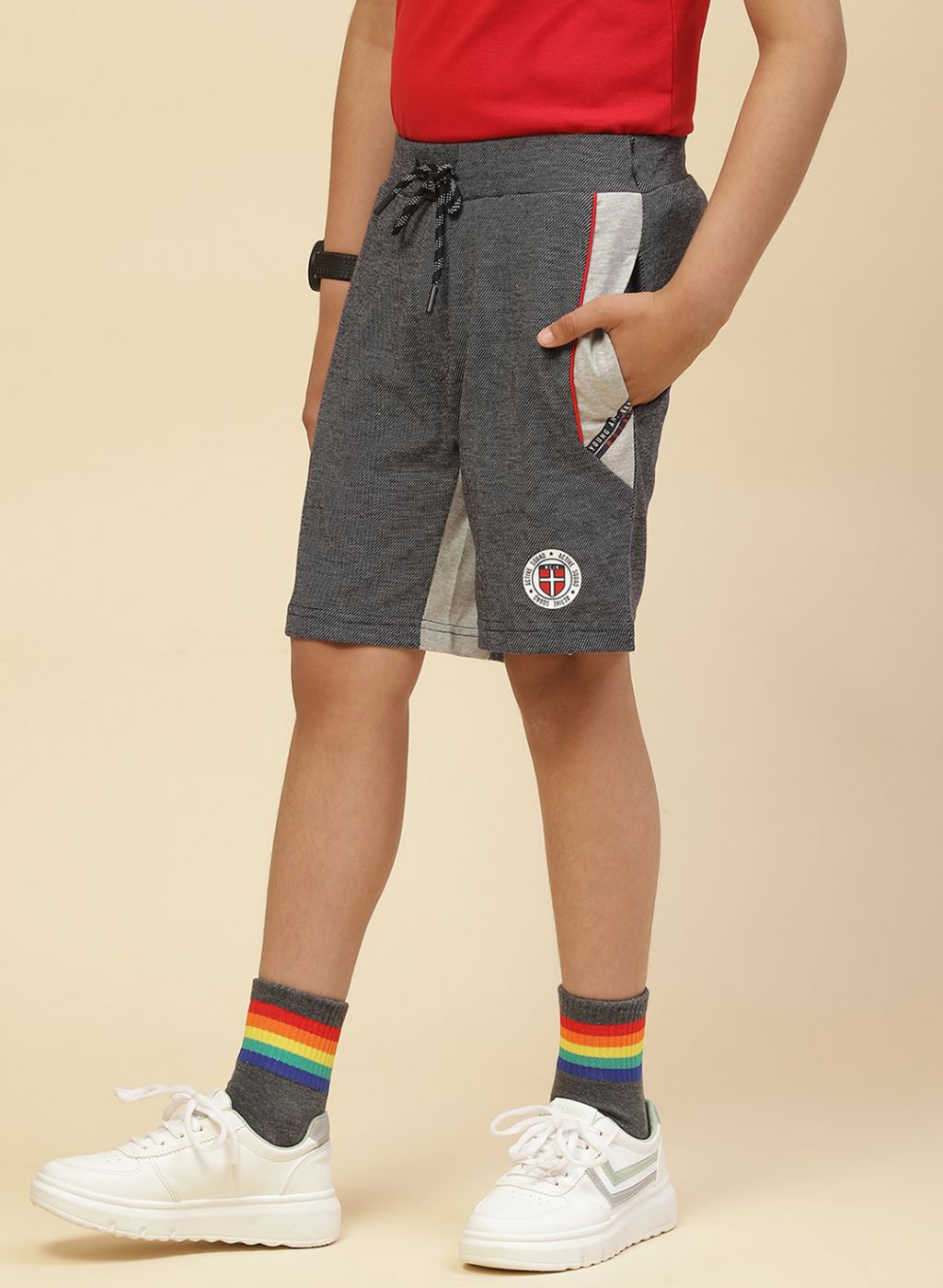Boys NAvy Blue Printed Bermuda
