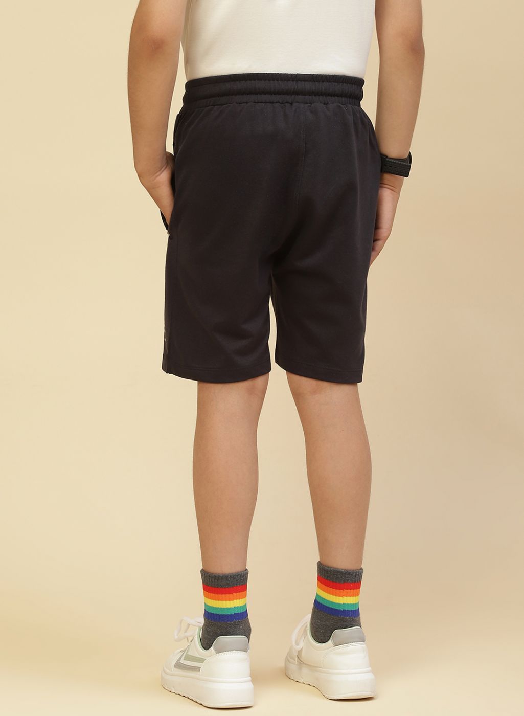 Boys NAvy Blue Printed Bermuda