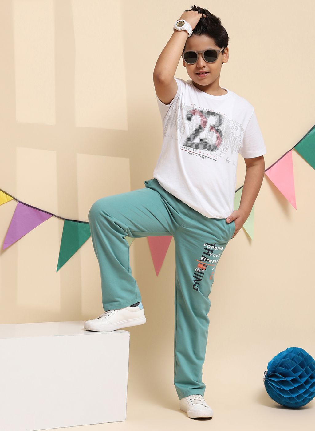 Boys Green Regular Fit Lower