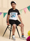Boys Black & White Printed Bermuda Set