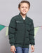 Boys Green Solid Stand Collar Full Sleeve Boys Jacket