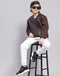 Boys Brown Solid Mandarin Collar Full Sleeve Boys Jacket