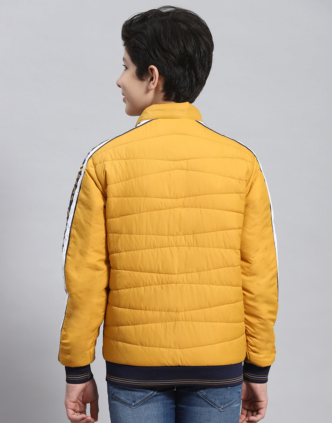 Boys Mustard Solid Hooded Full Sleeve Boys Jacket