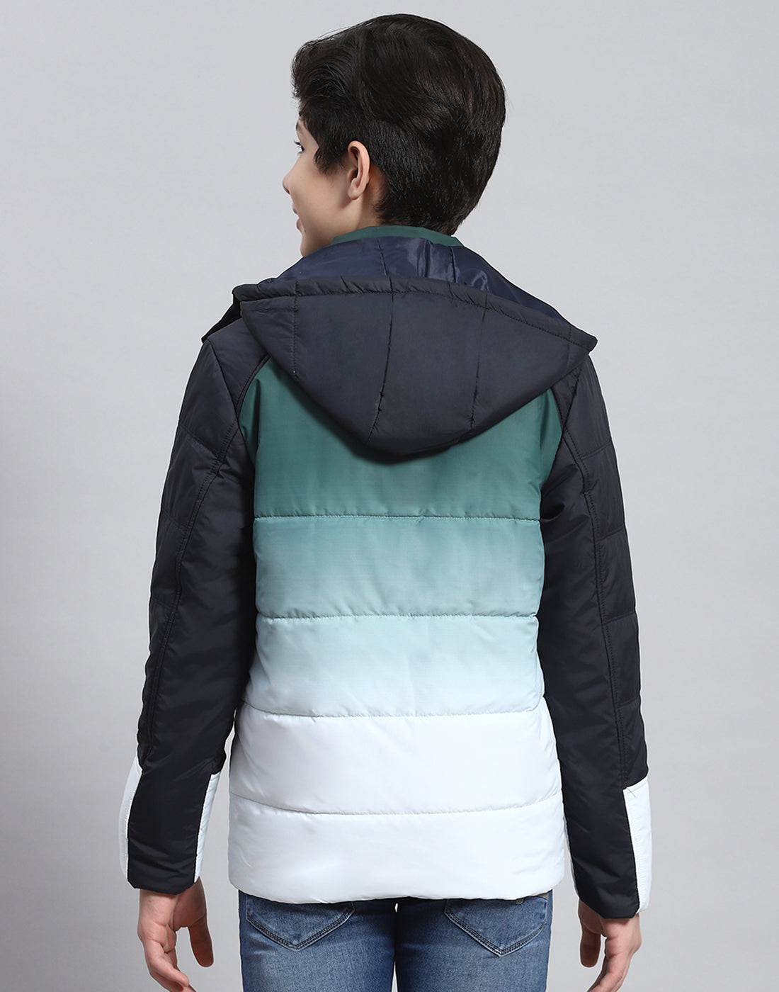 Boys Olive Colourblocked Hooded Full Sleeve Boys Jacket