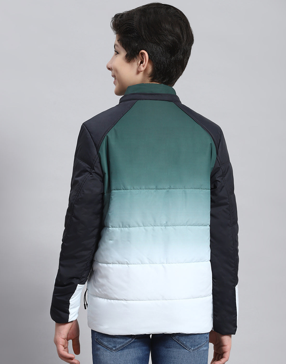 Boys Olive Colourblocked Hooded Full Sleeve Boys Jacket