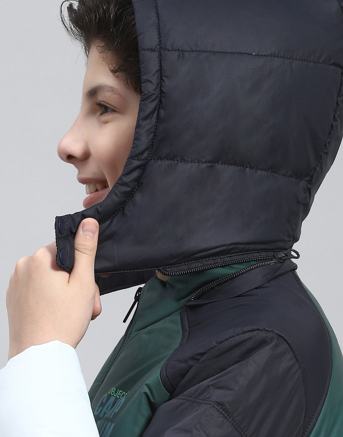 Boys Olive Colourblocked Hooded Full Sleeve Boys Jacket