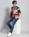 Boys Teal Blue Printed Hooded Full Sleeve Boys Jacket