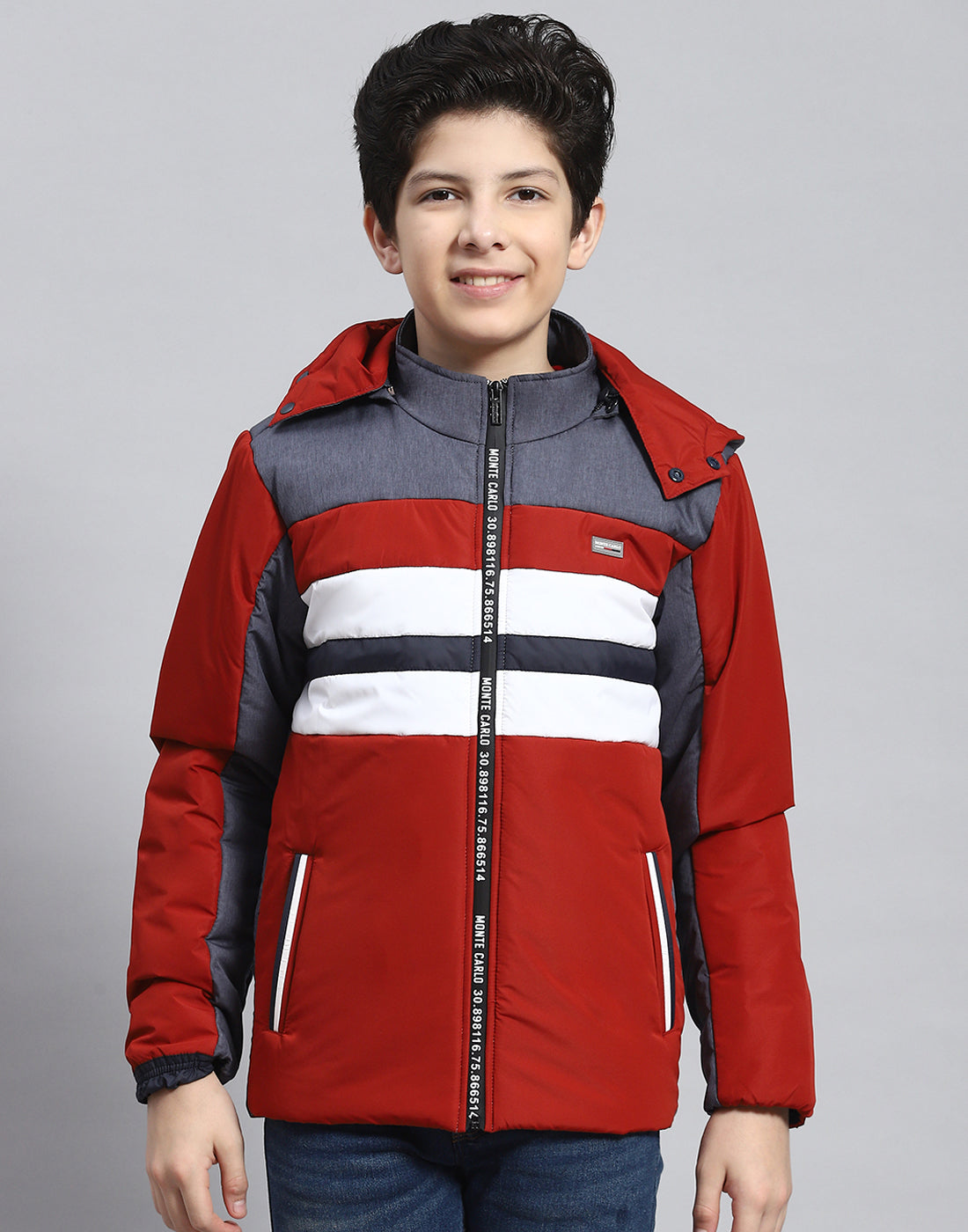 Boys Rust Solid Hooded Full Sleeve Boys Jacket