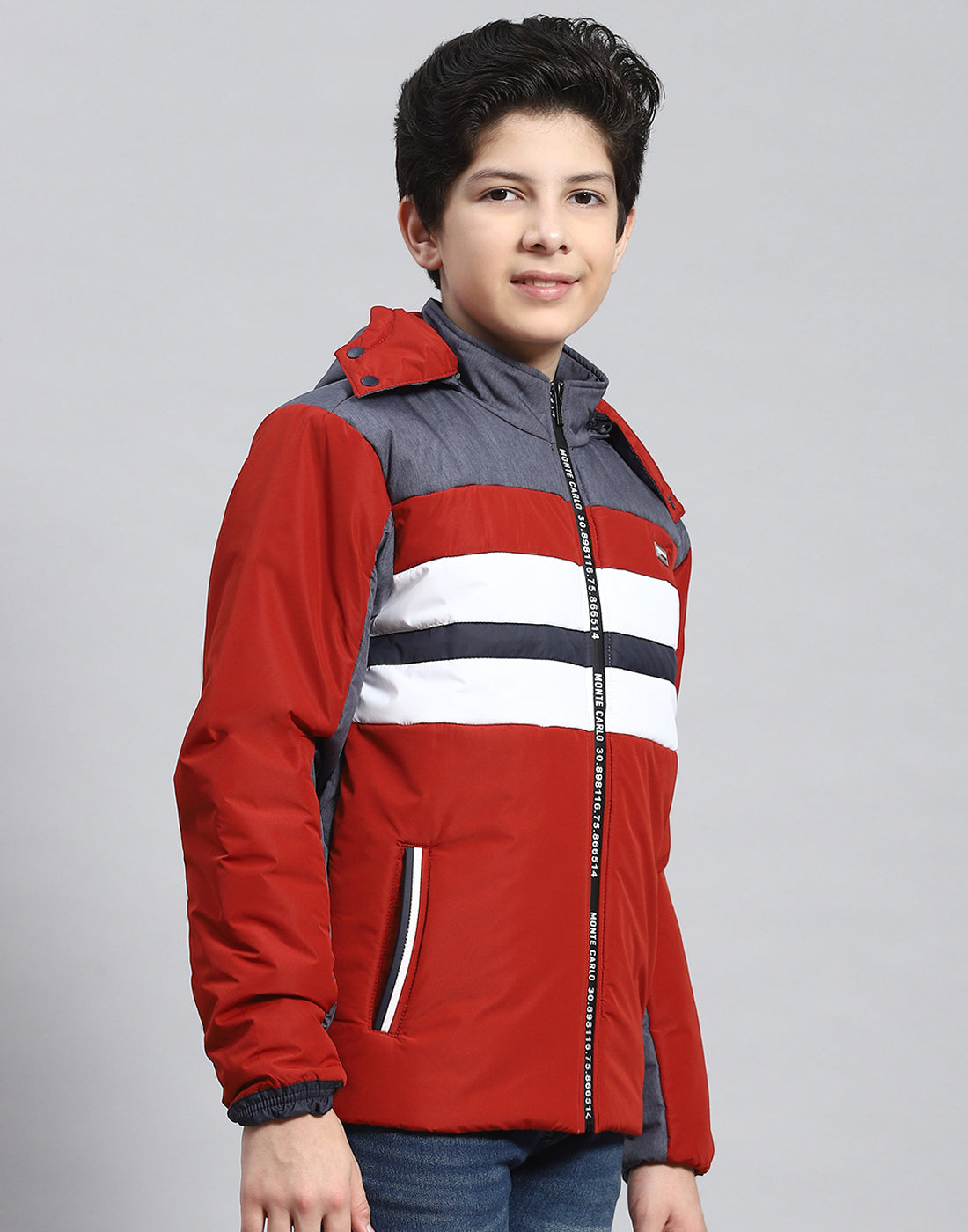 Boys Rust Solid Hooded Full Sleeve Boys Jacket