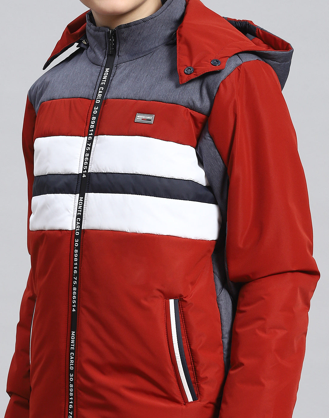 Boys Rust Solid Hooded Full Sleeve Boys Jacket