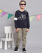 Boys Navy Blue Printed Round Neck Full Sleeve T-Shirts