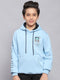 Boys Blue Printed Hooded Full Sleeve Sweatshirt