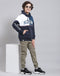 Boys Navy Blue Printed Round Neck Full Sleeve Sweatshirt
