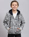 Boys Grey Melange Printed Hooded Full Sleeve Sweatshirt