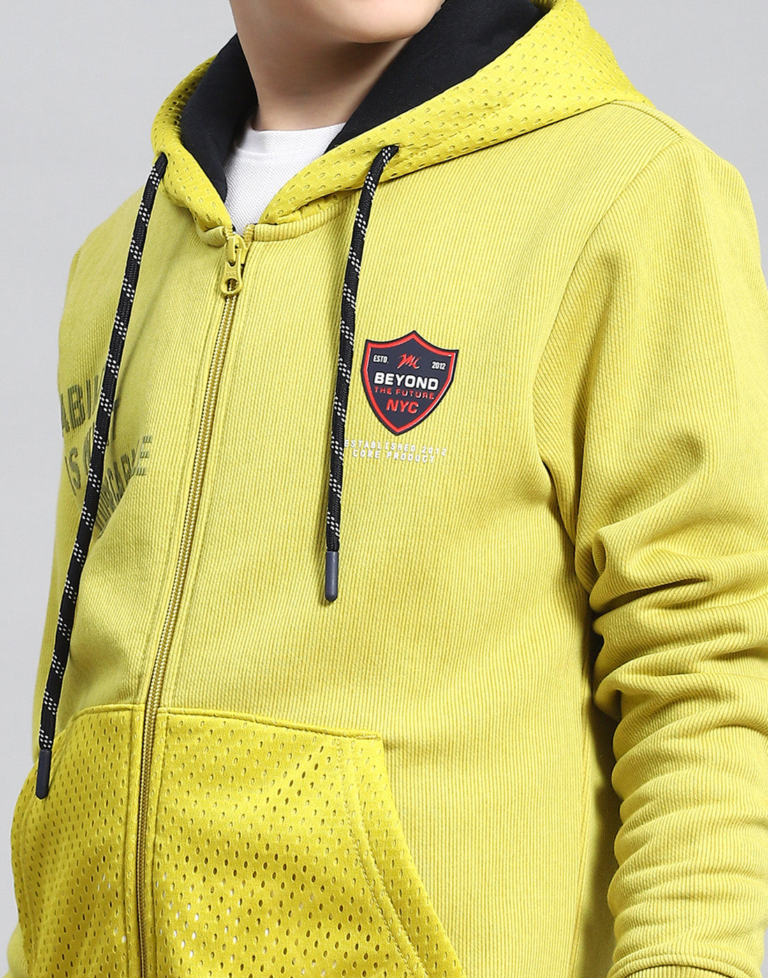 Boys Green Printed Hooded Full Sleeve Sweatshirt