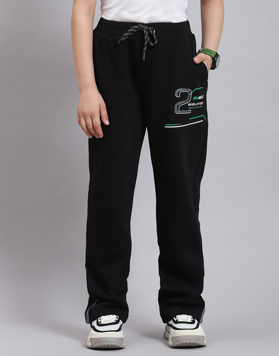 Boys Black Printed Regular Fit Lower