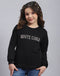 Girls Black Embellished Round Neck Full Sleeve Sweatshirt