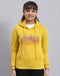 Girls Yellow Printed Hooded Full Sleeve Sweatshirt