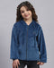 Girls Blue Solid Hooded Full Sleeve Sweatshirt