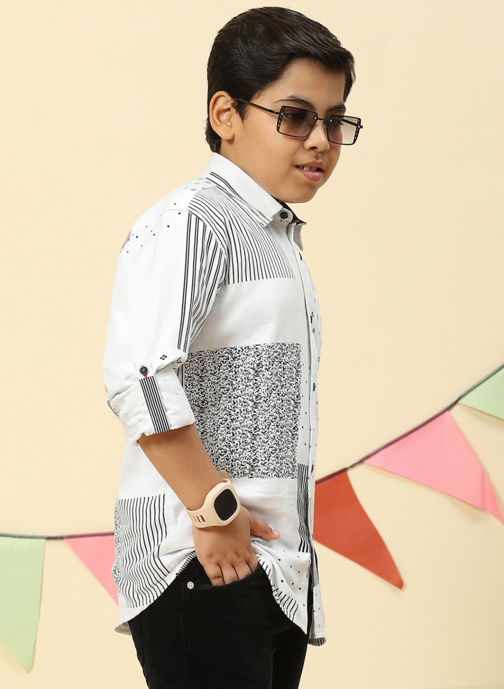 Boys White Solid Shirt
