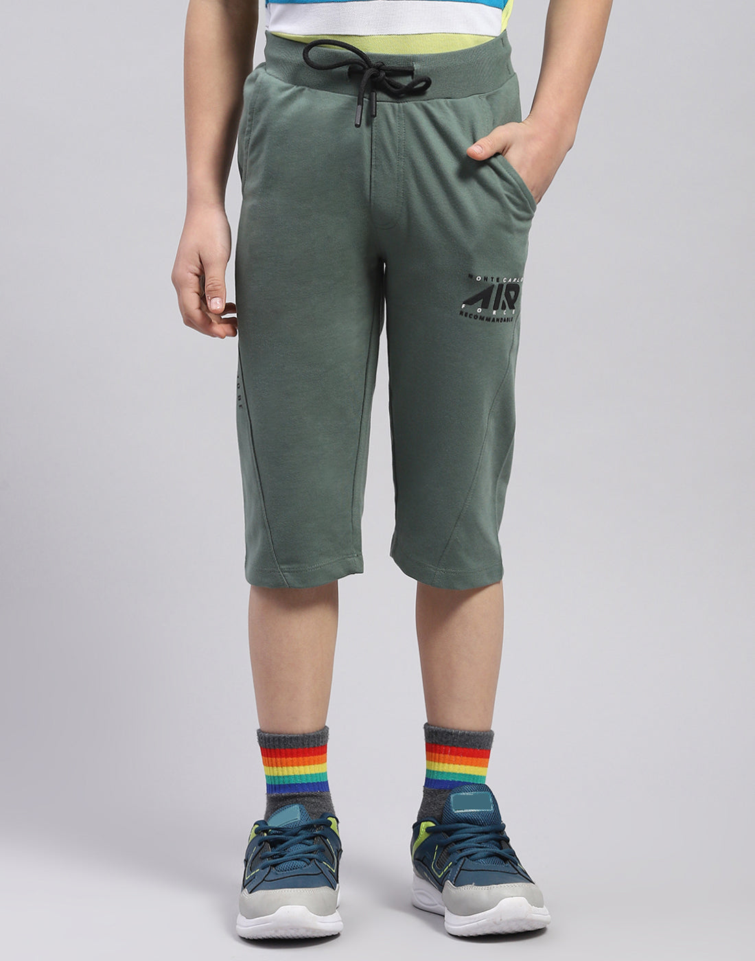 Boys Green Printed Capri