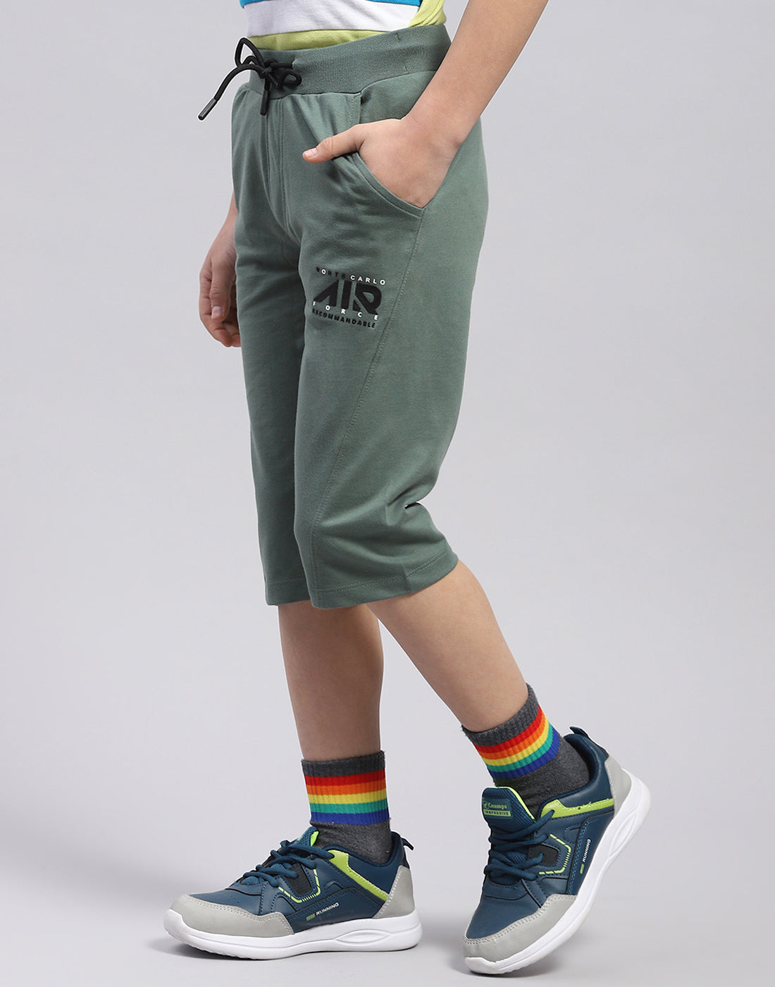Boys Green Printed Capri