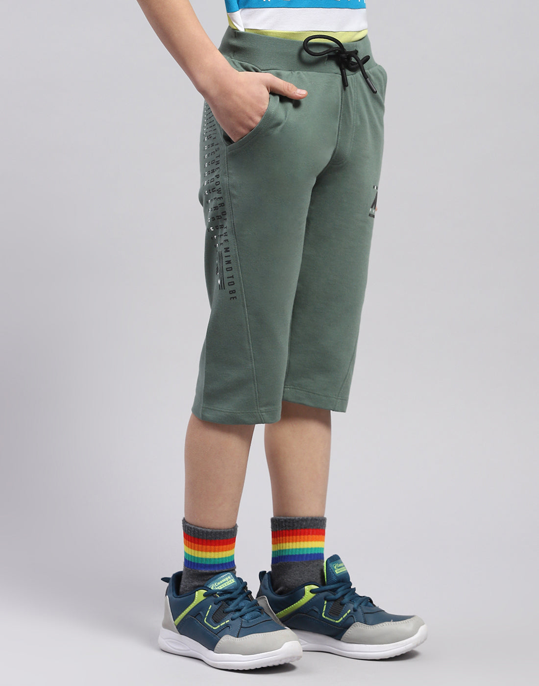 Boys Green Printed Capri