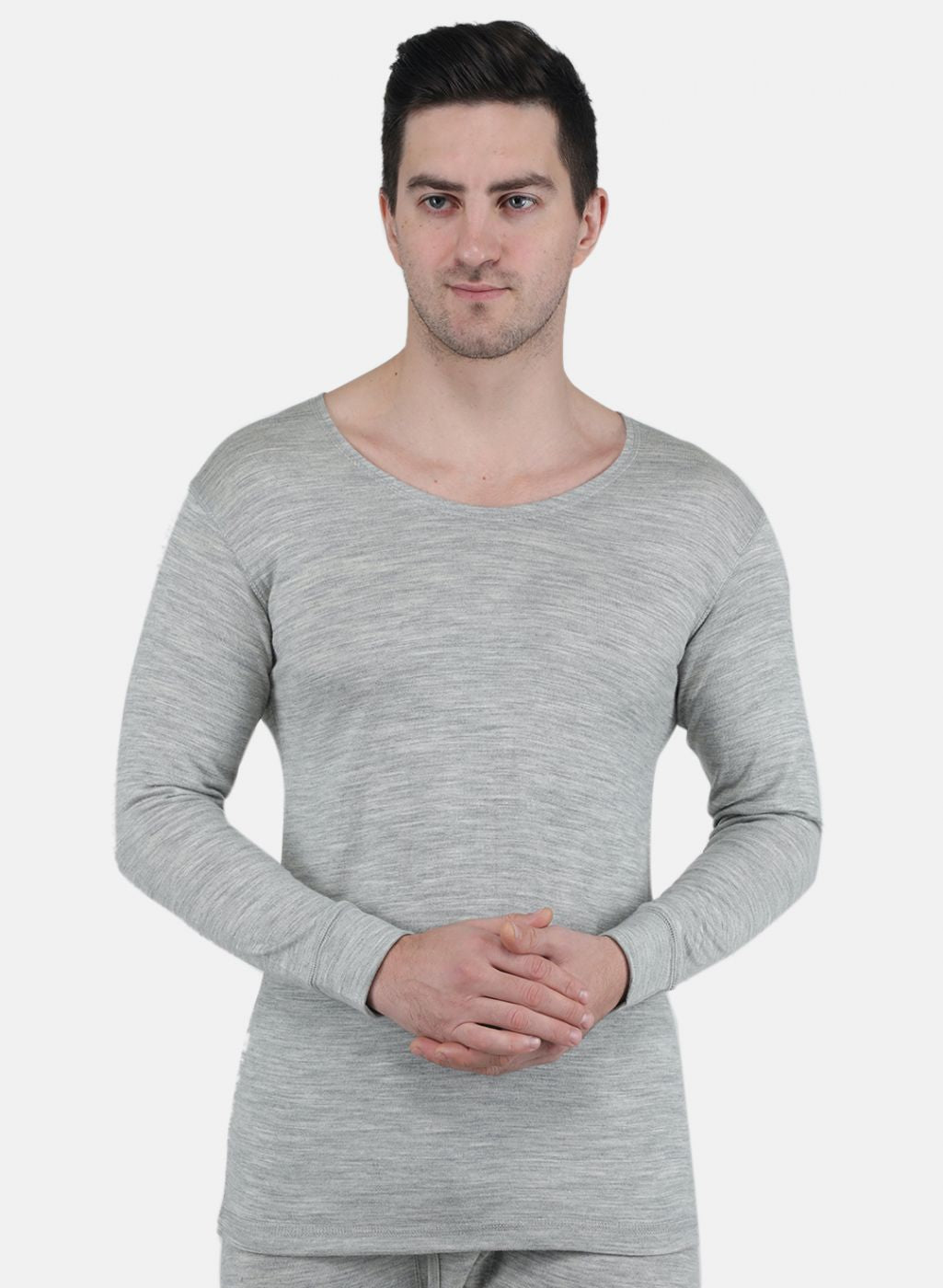 Men Grey Solid Thermal Vest