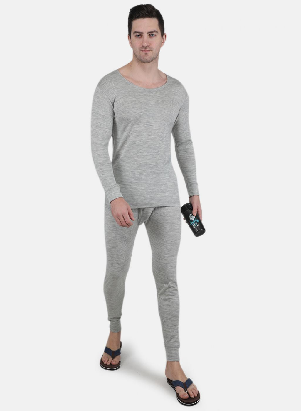 Men Grey Solid Thermal Vest