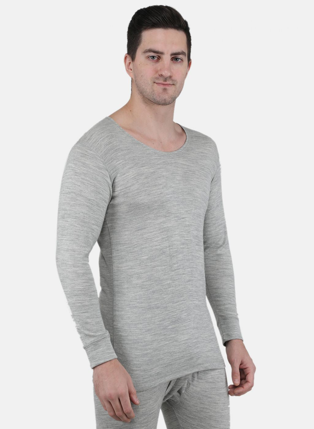 Men Grey Solid Thermal Vest
