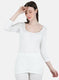 Women Off White Solid Thermal Vest