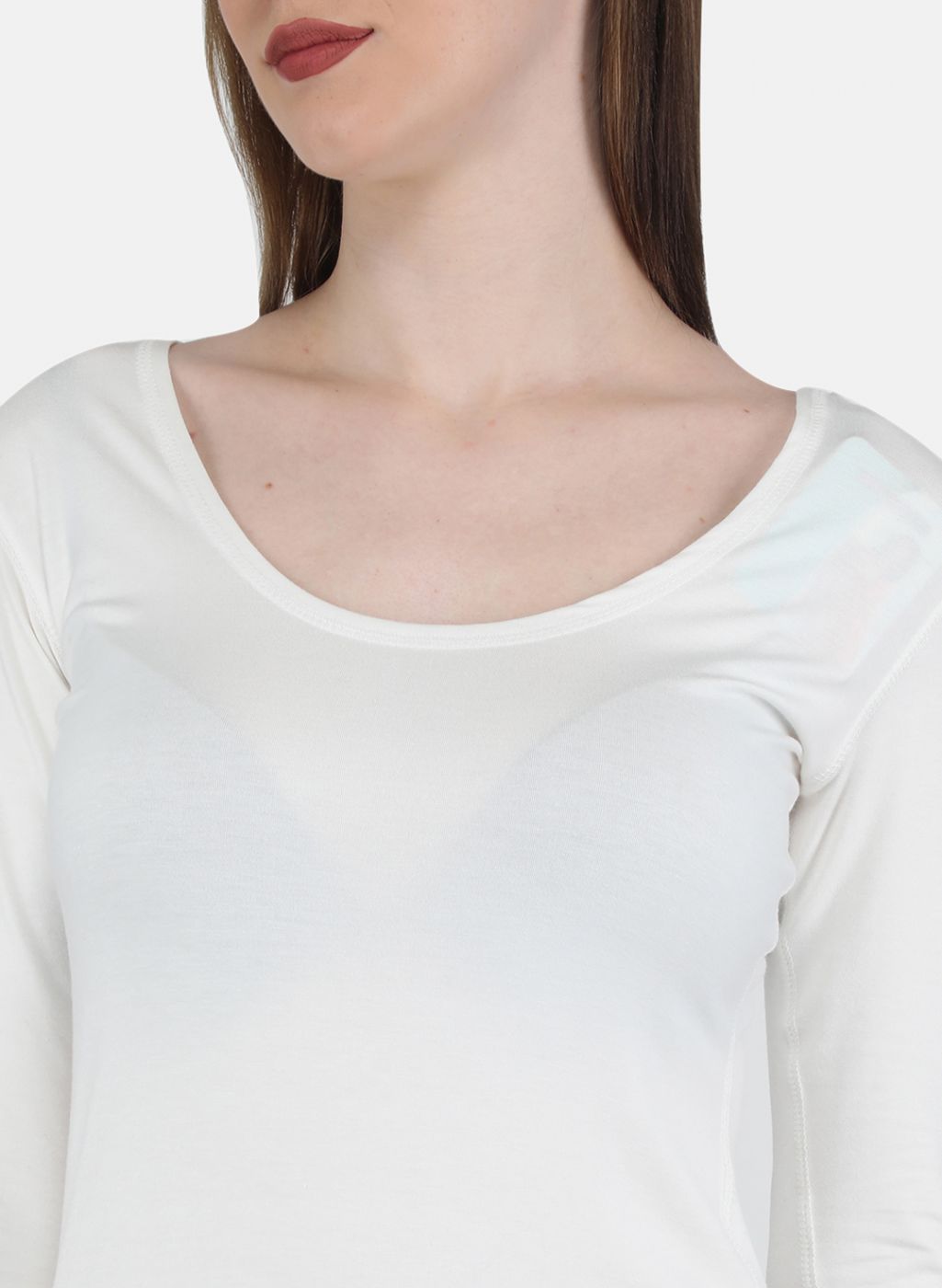 Women Off White Solid Thermal Vest