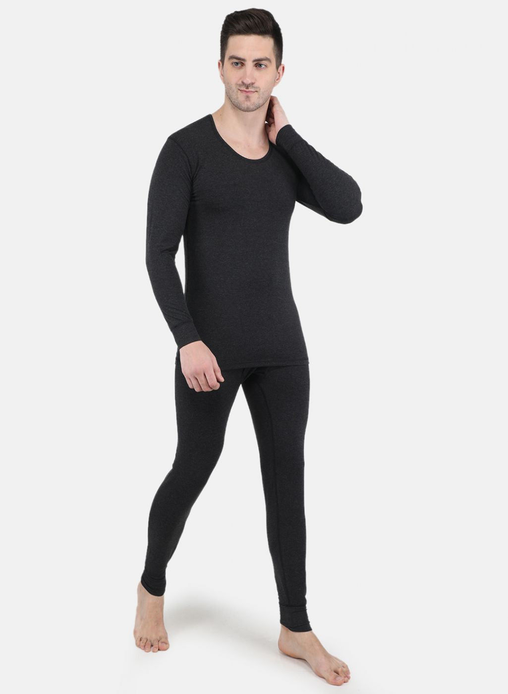 Men Grey Solid Thermal Vest
