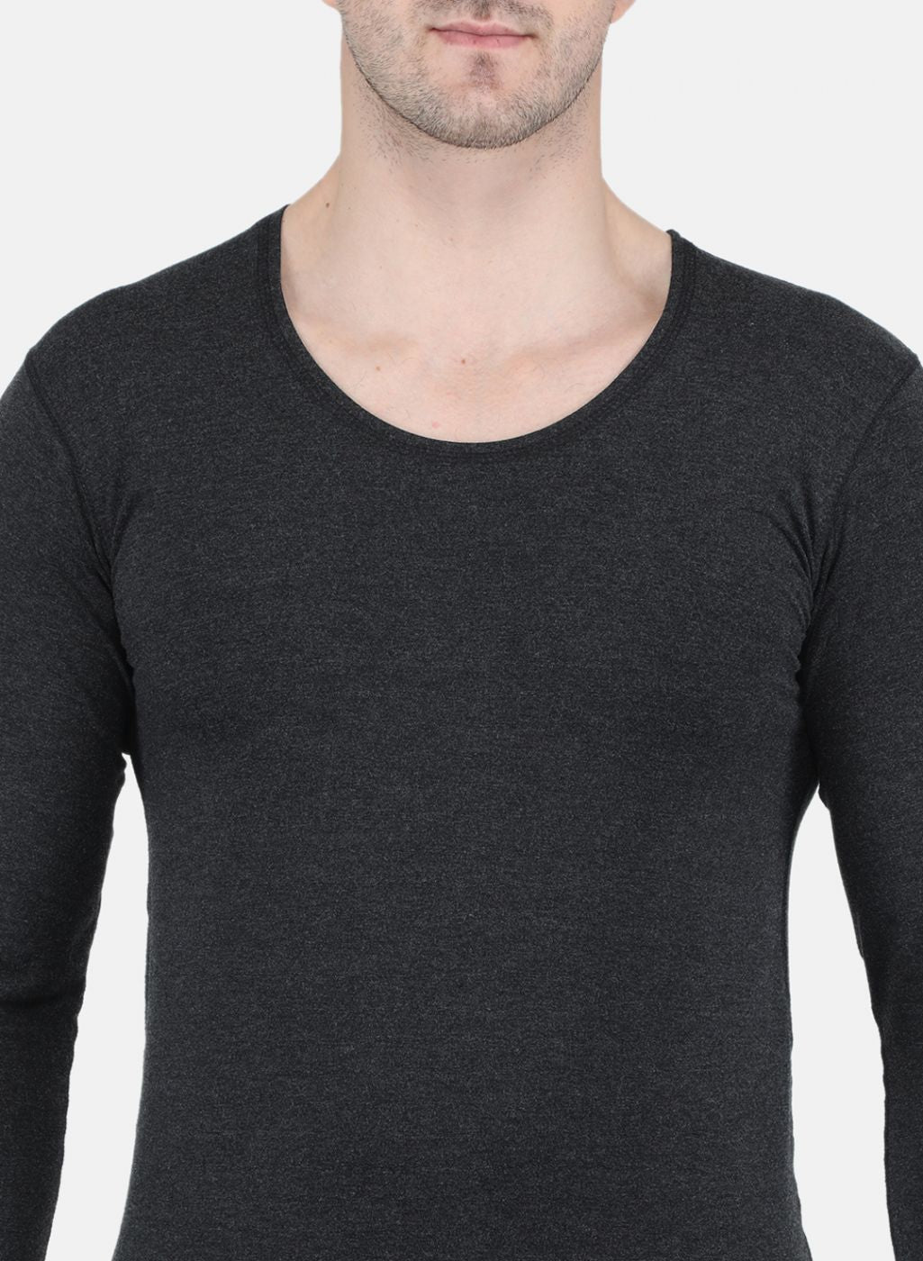 Men Grey Solid Thermal Vest
