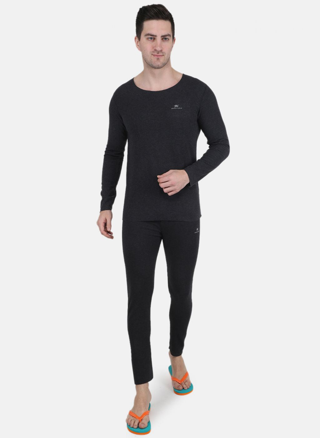 Men Grey Solid Thermal Lower Set