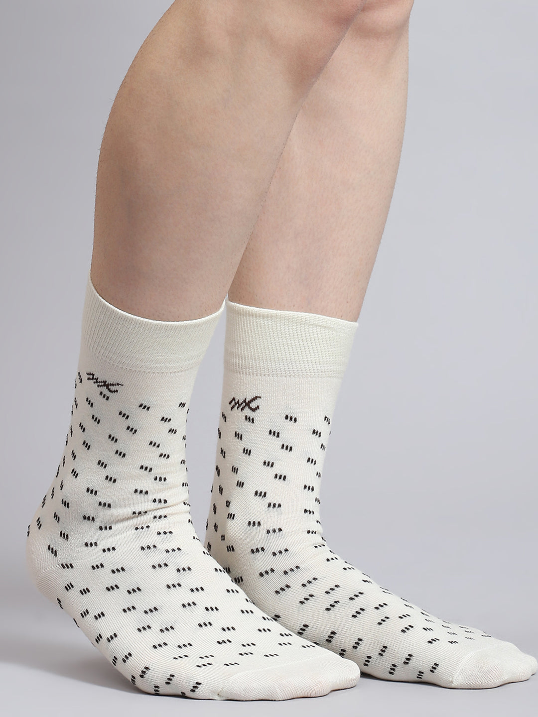 Men Pure Wool Printed Mid Calf Length Socks (1 Pair)