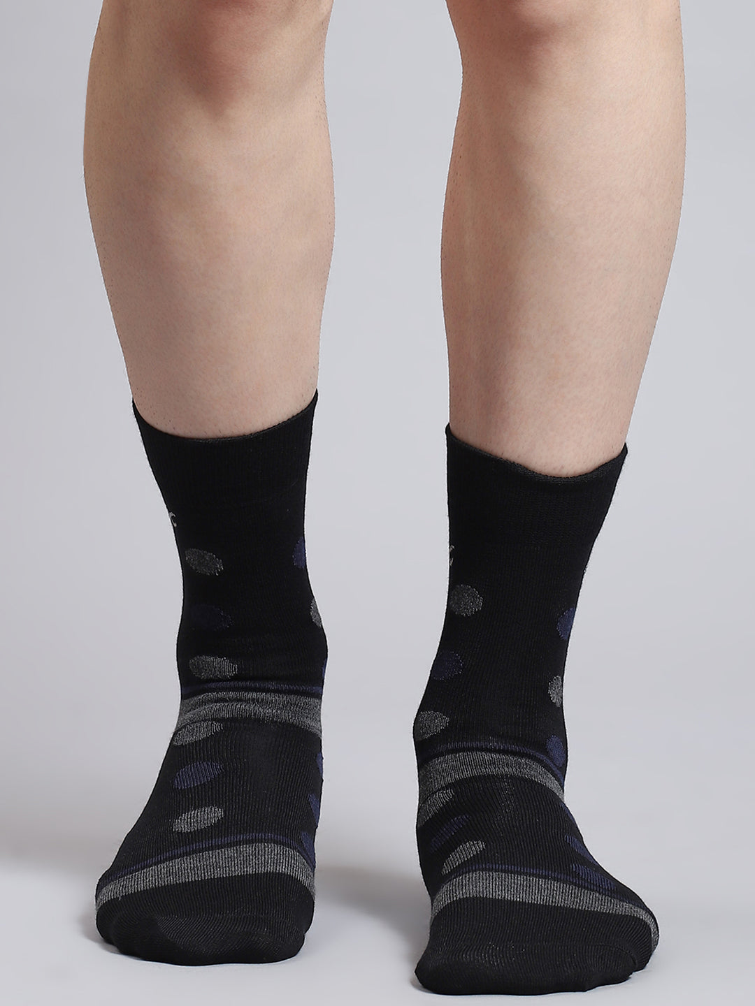 Men Pure Wool Printed Mid Calf Length Socks (1 Pair)