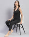 Women Grey Solid Round Neck Sleeveless Thermal Vest