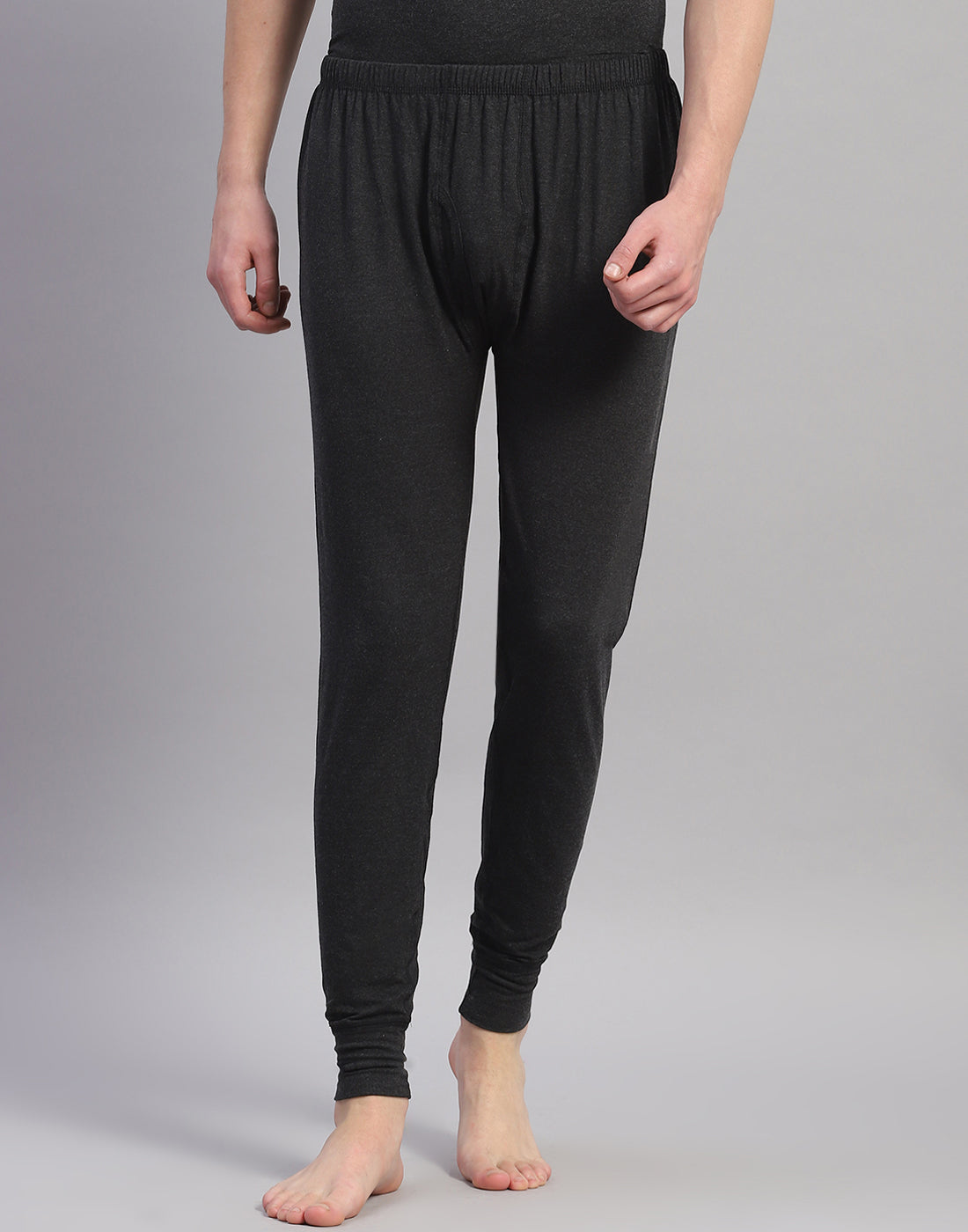 Men Grey Solid Thermal Lower